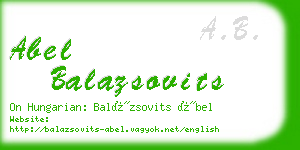 abel balazsovits business card